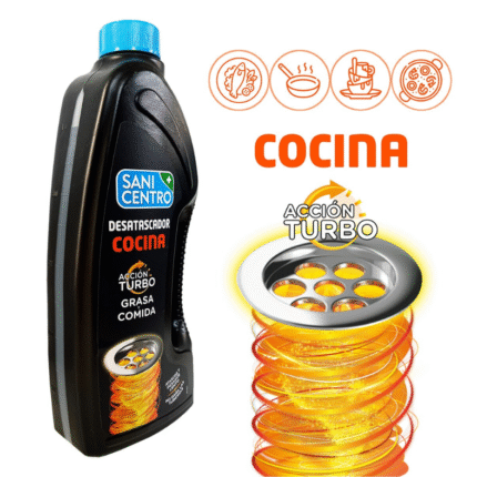 Solutie pentru desfundat tevi bucatarie 1 L, Action Turbo